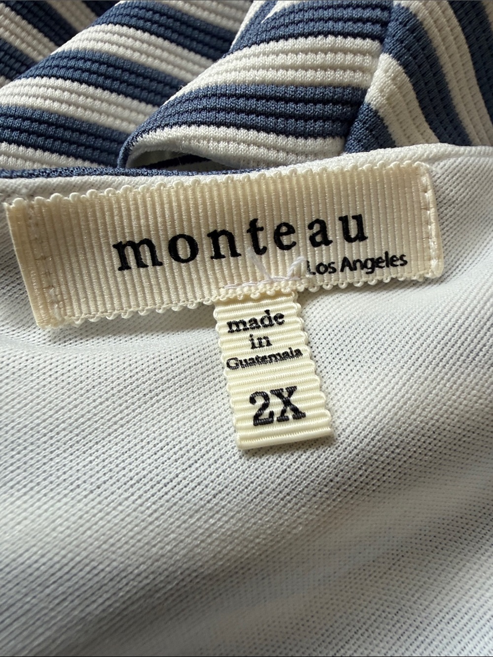 Monteau LA Mixed Stripe V-Neck A-Line Dress Women’s 2X Nautical Blue & White - Picture 7 of 7